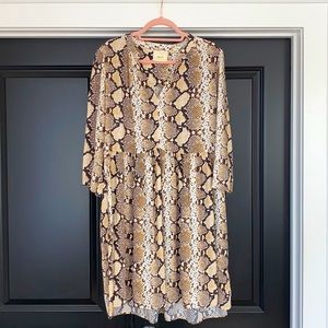 Anthropologie Snake Print Long Sleeve Dress